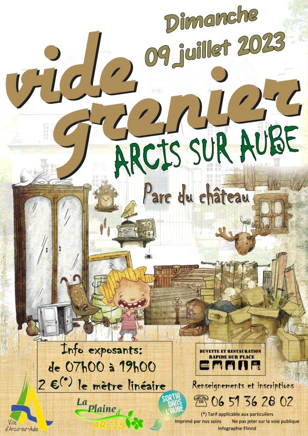 vide grenier arcis 9 juillet 2023 AFFICHE